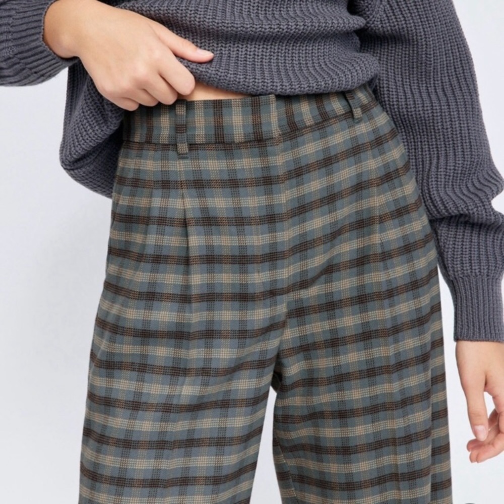 Aritzia Wool Blend Plaid Effortless Pants